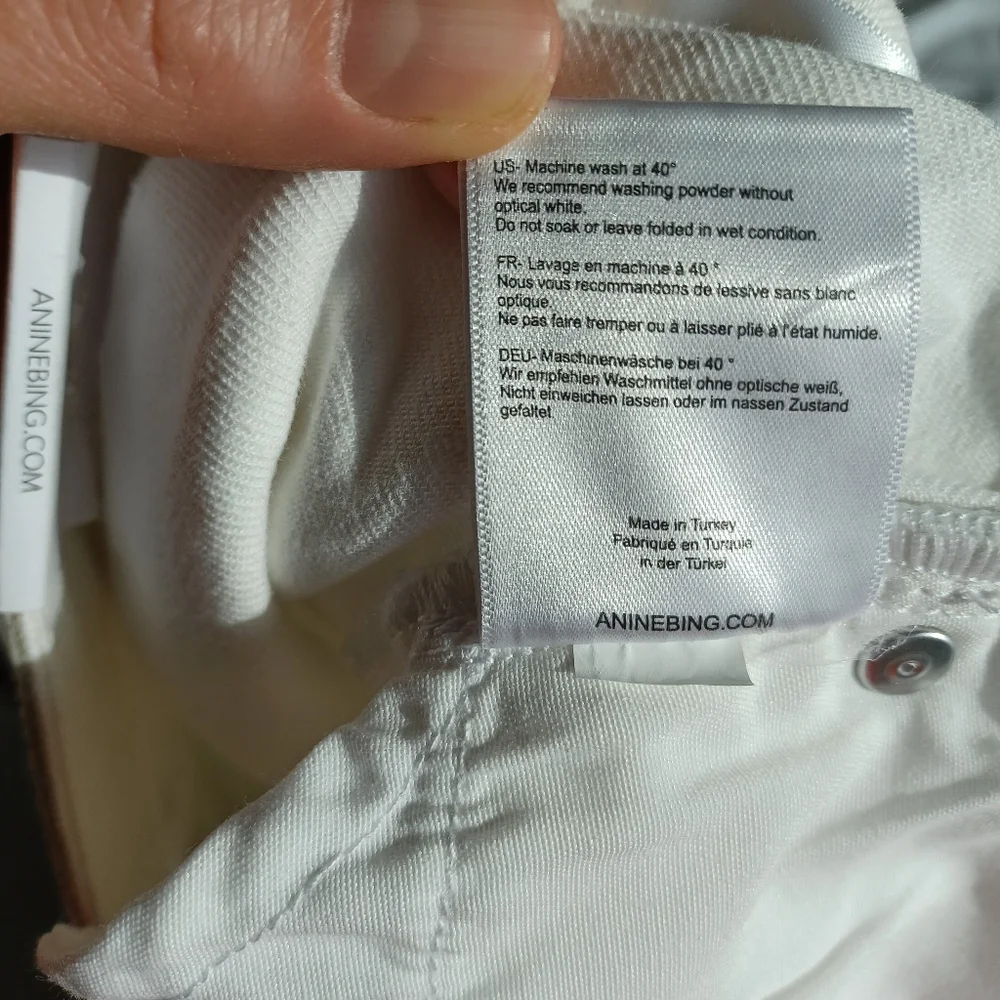 NWT Anine Bing Jeans Skinny White Knee Slit Frayed Low Rise Grunge Indie Sleeze - Picture 15 of 16